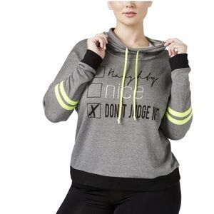 Material Girl Grey and Neon Light Hoodie Sweatshirt Size S Casual Loungewear